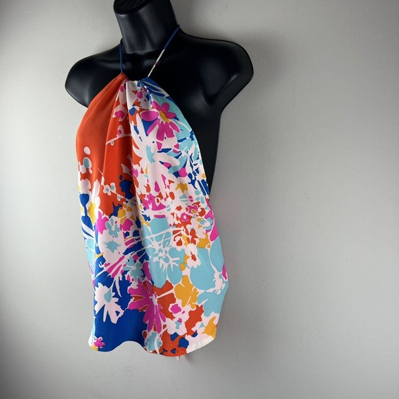 Julie Brown NYC Halter Top OS Colorful Sleeveless Lined Sexy Tie Back NWT - Picture 3 of 7